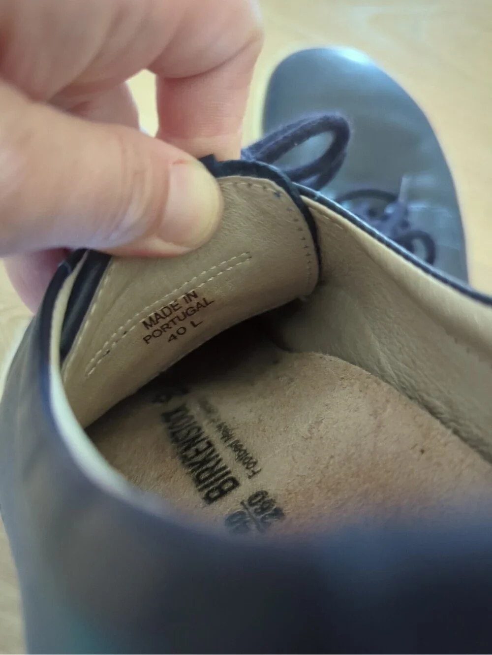 Birkenstock Navarino Shoes  Navy Leather Lace Up Low Top Round Toe Sz40